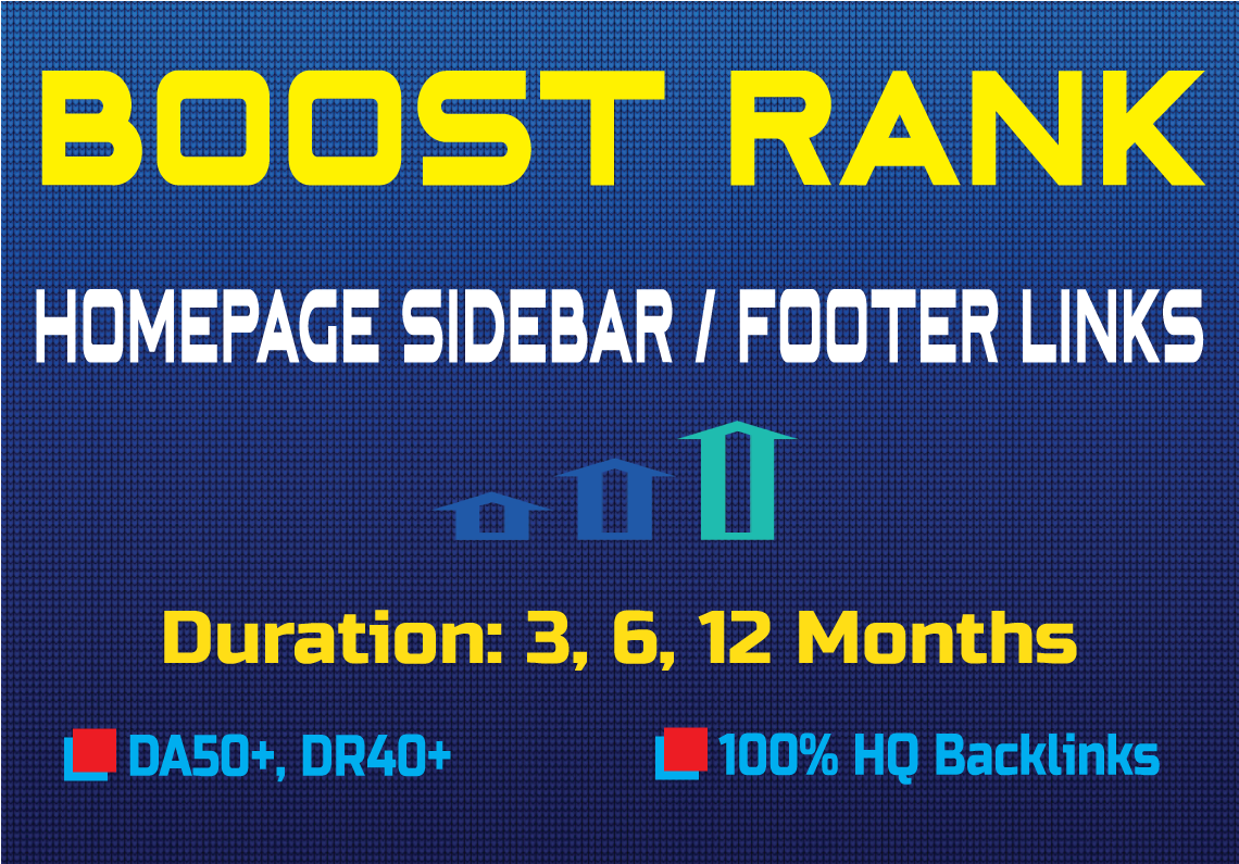 DA50 Homepage SIDEBAR or FOOTER Dofollow Backlinks for Ranking