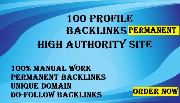 Manual created 100 dofollow profile SEO power backlinks with High DA80+ RANK FASTER