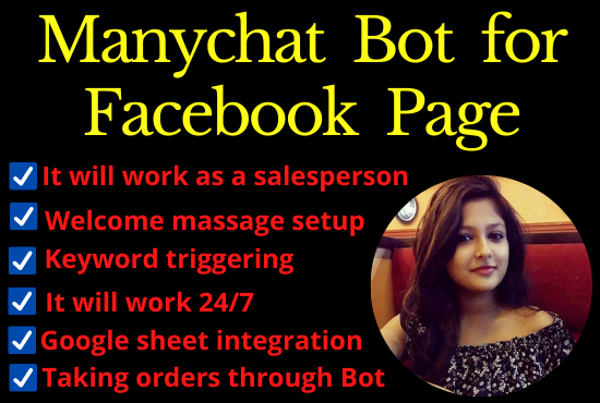 I will build MANYCHAT for your Face-book page and web...
