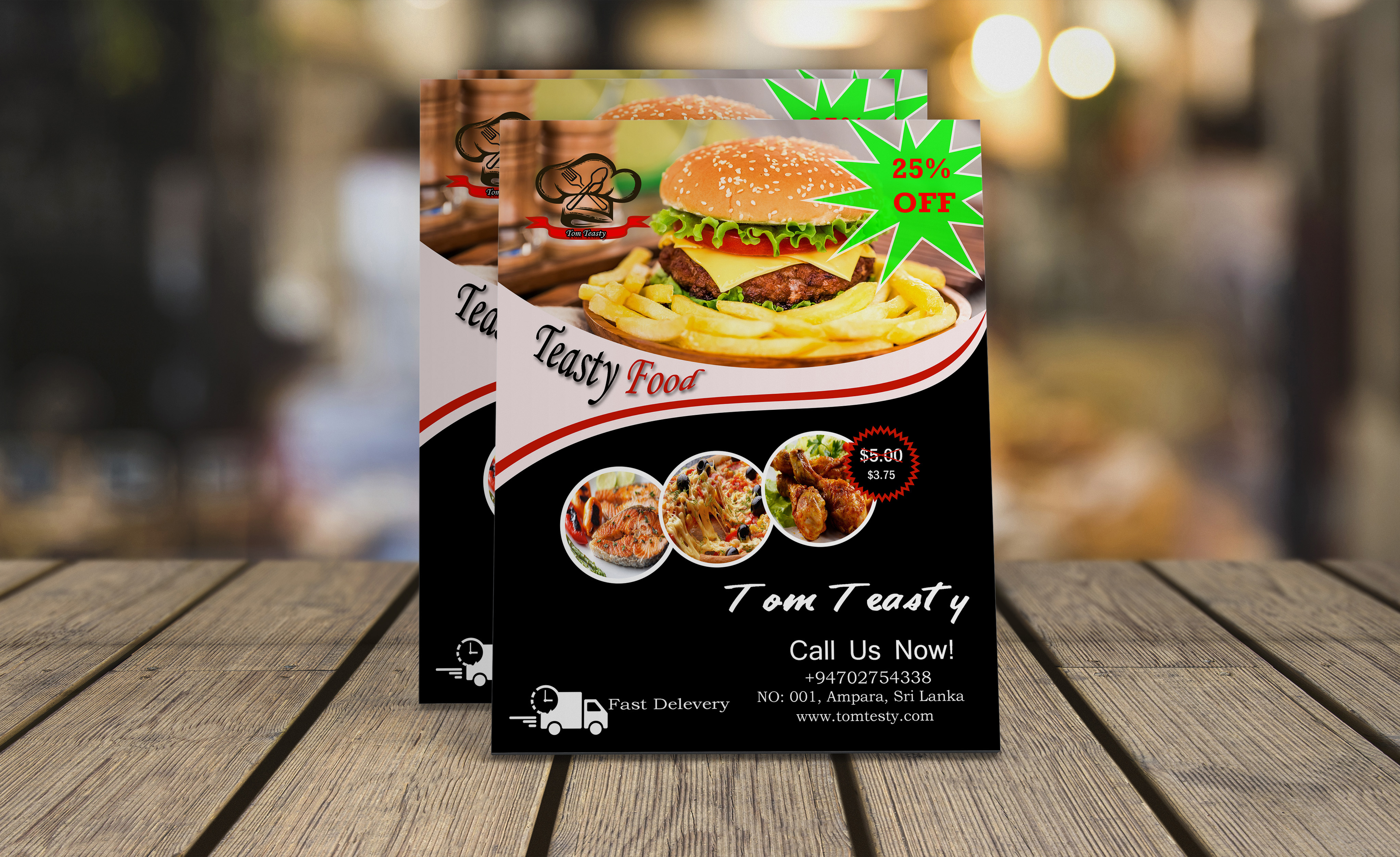 I will design any food flyer, menu or, brochure poster, free logo