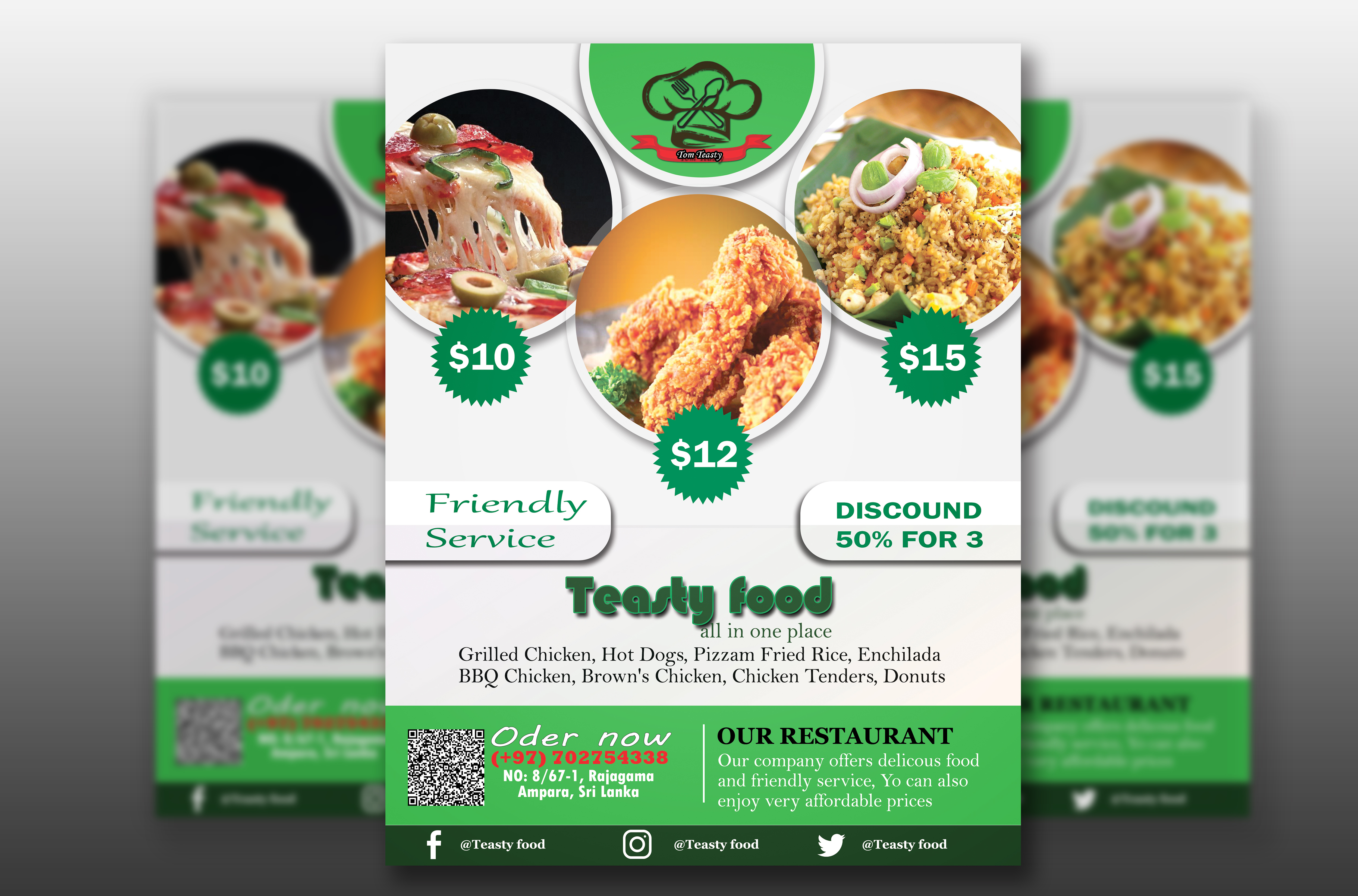 I will design any food menu, food flyer or poster, free logo