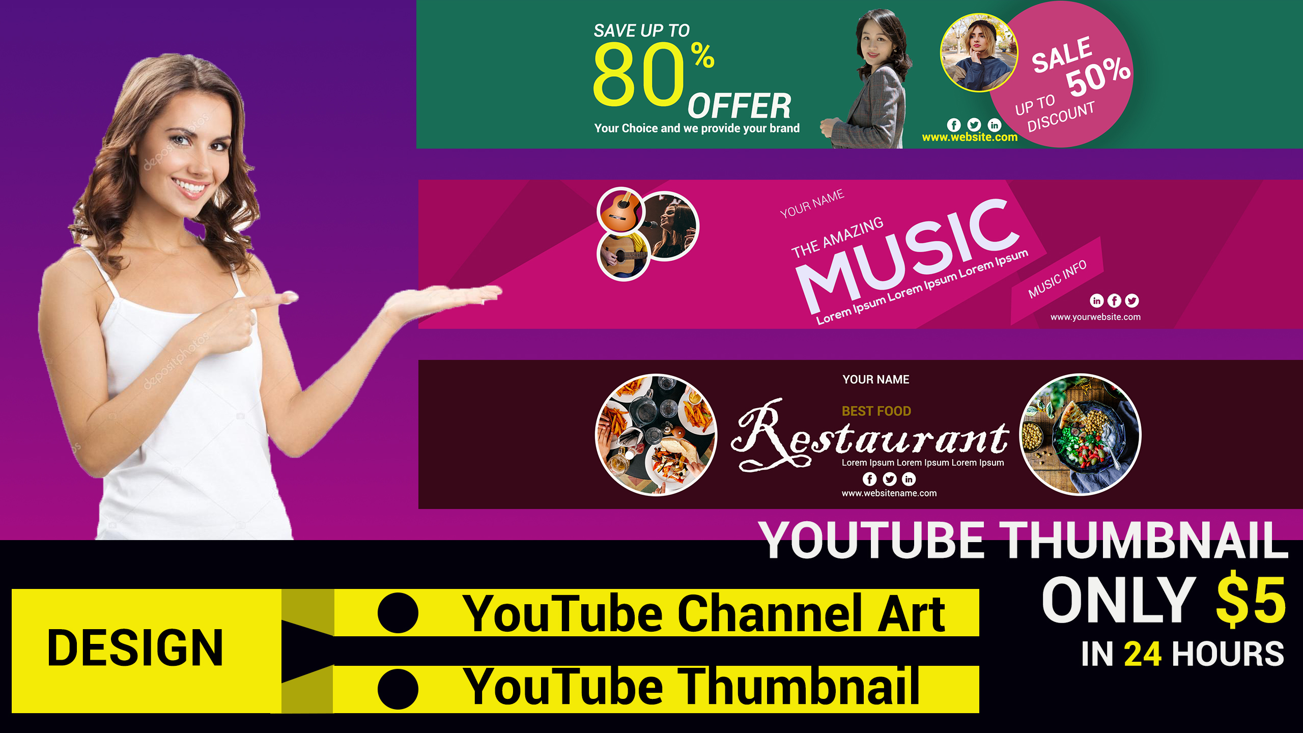 I will design eye catching YouTube Banner