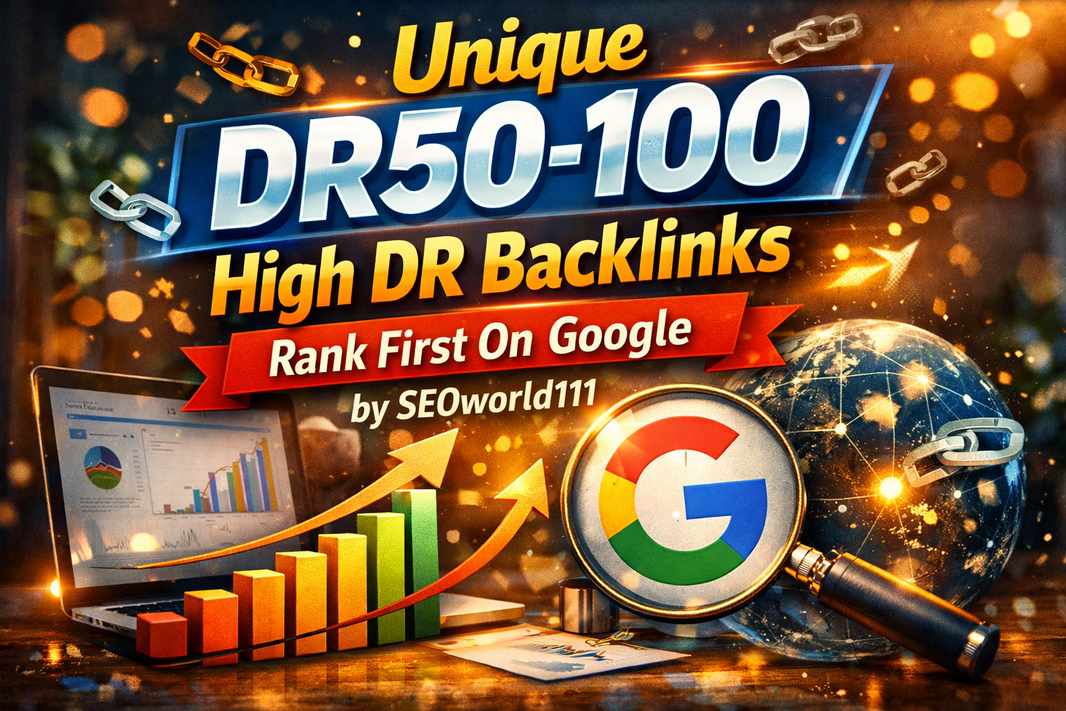 Unique 200 DR50-100 High DR Backlinks - Rank First On Google