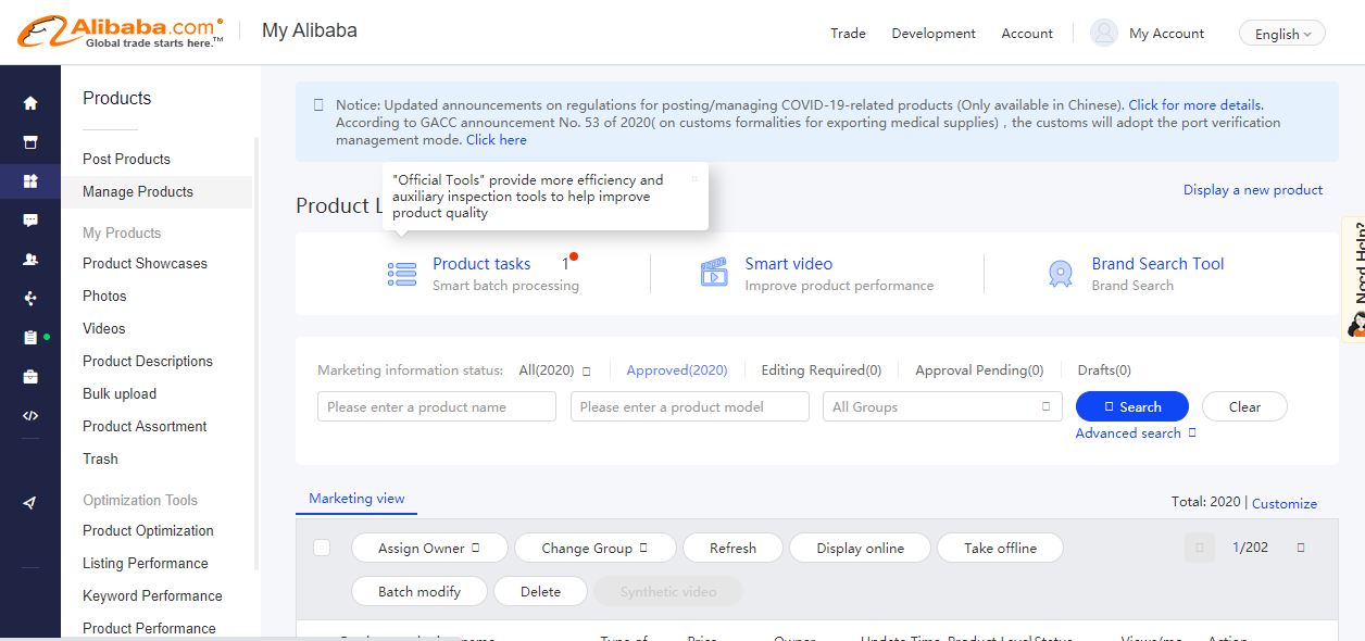 I will add your product posting and product listing on alibaba