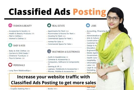 I will post your ads on top ranking classified ads po...