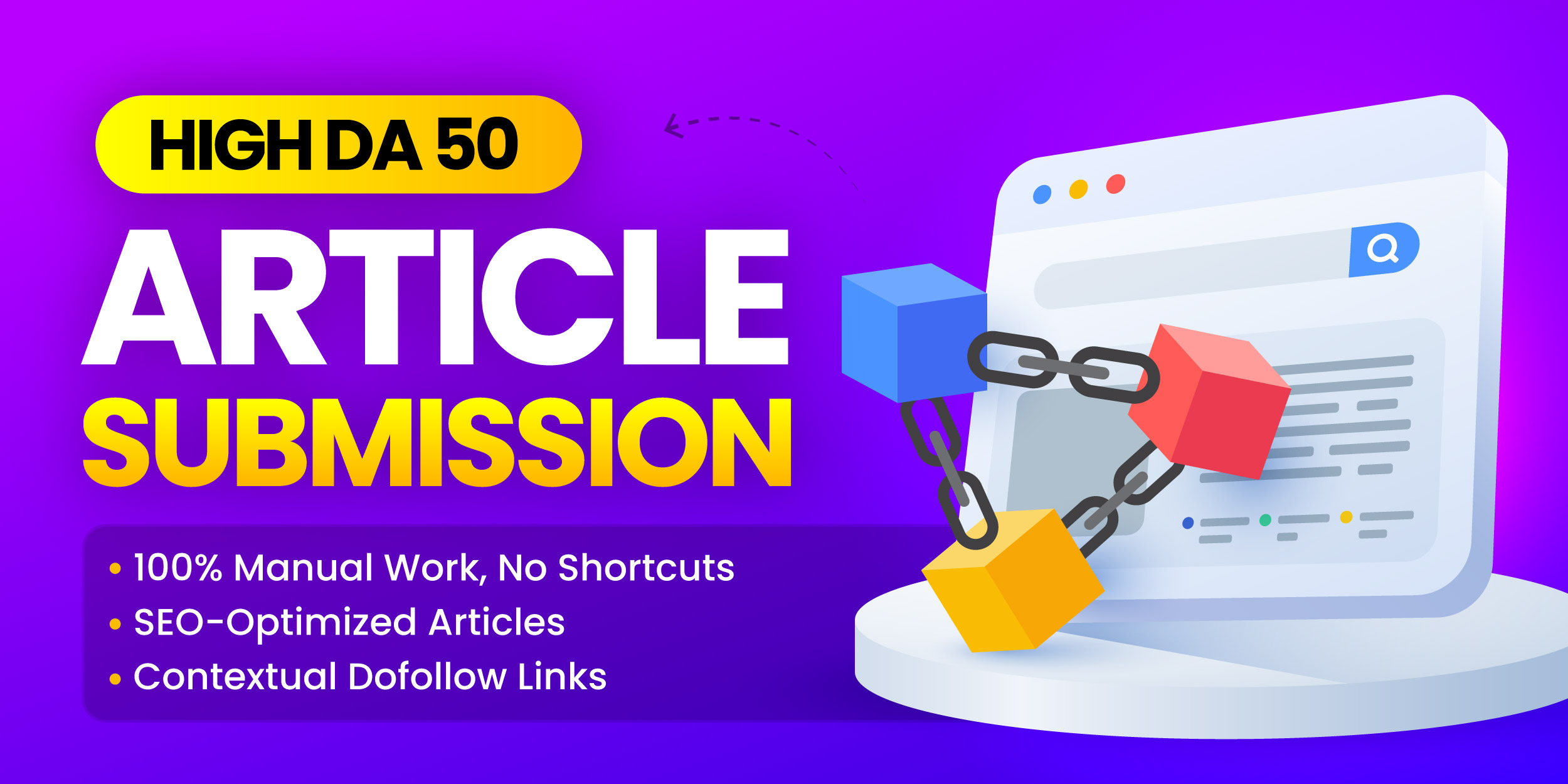 Improve Rankings Fast With 50 SEO-Optimized Article Submissions (High DA) 