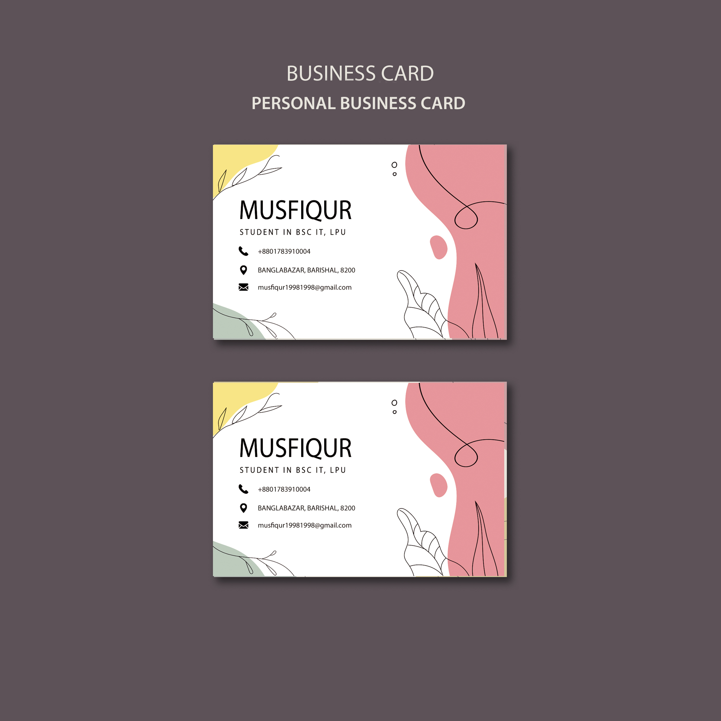 I will do professional, minimalist, stylish Business card for you at