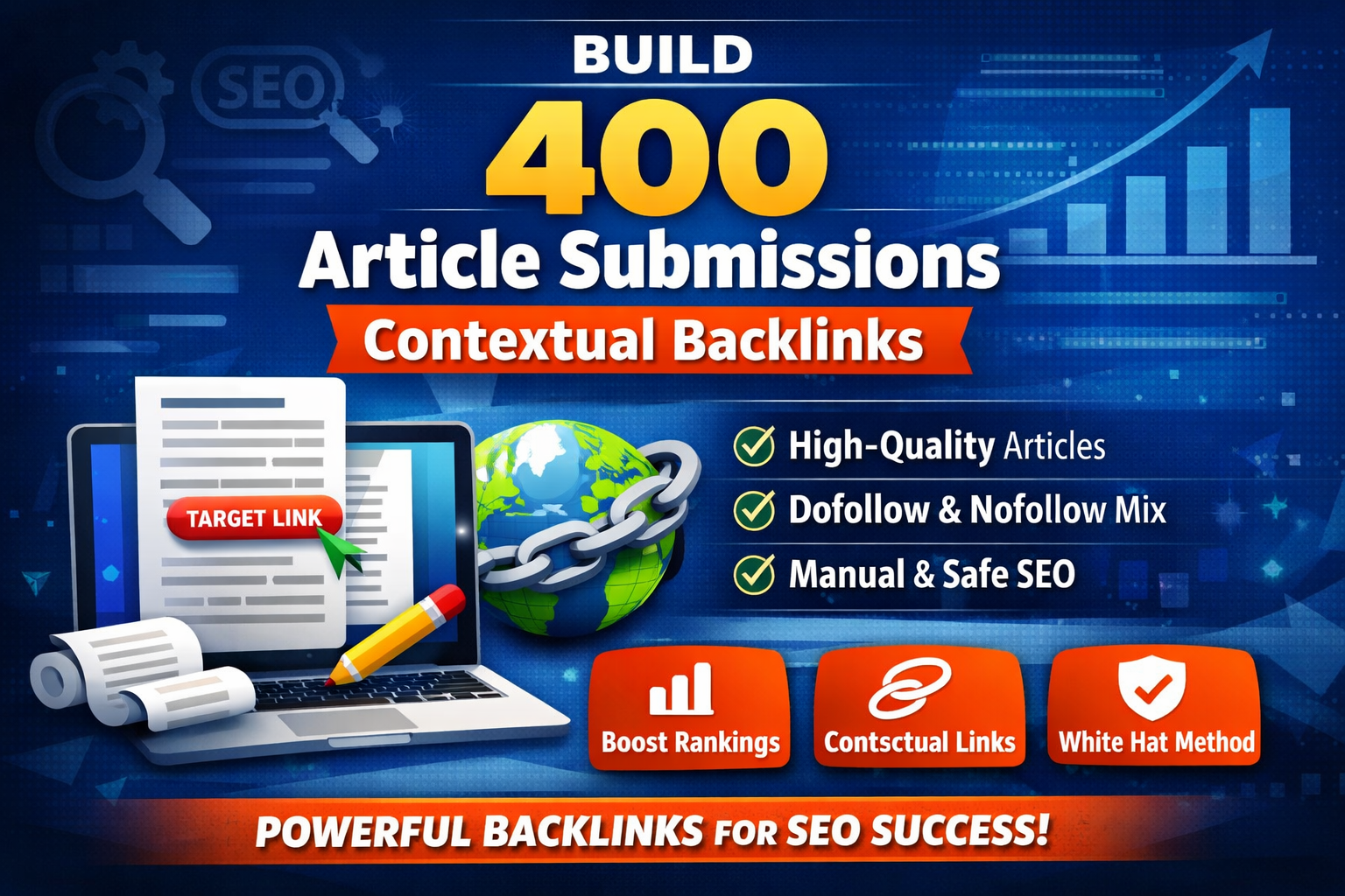 Build 400 article submissions contextual backlinks for SEO ranking