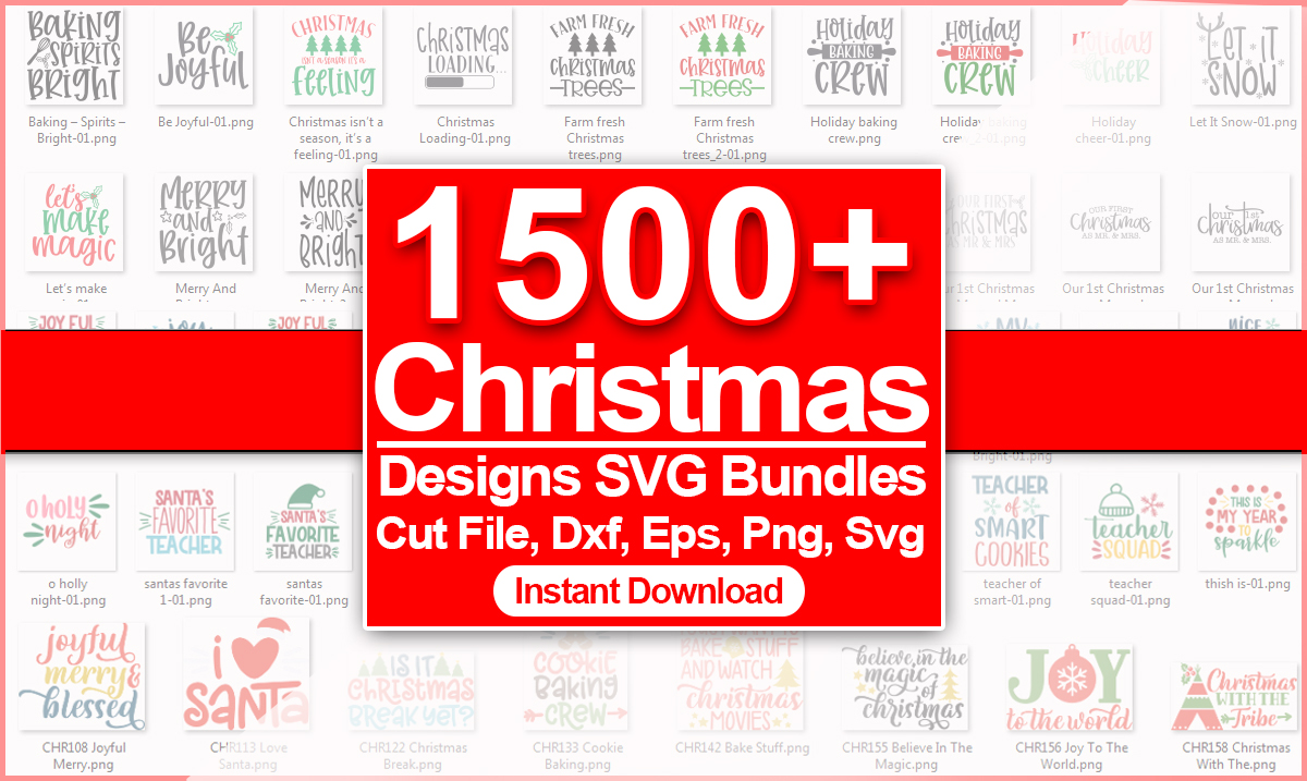 Deliver 1500 Christmas design SVG, Christmas T-shirt design bundles