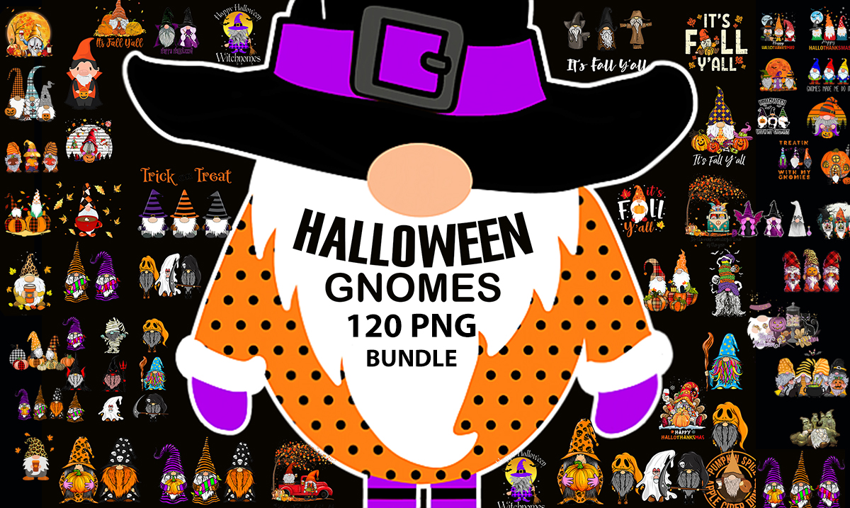 Send 120 Tshirt Design PNG Halloween Gnomes bundle, ...