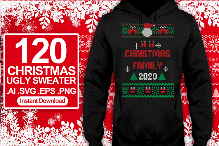 120 Ugly Sweater Christmas T-shirt Design SVG Bundles