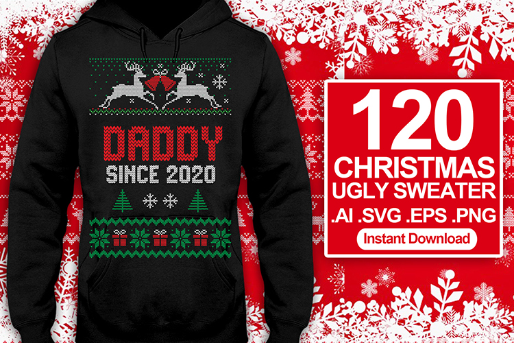 120 Ugly Sweater Christmas T-shirt Design SVG Bundles