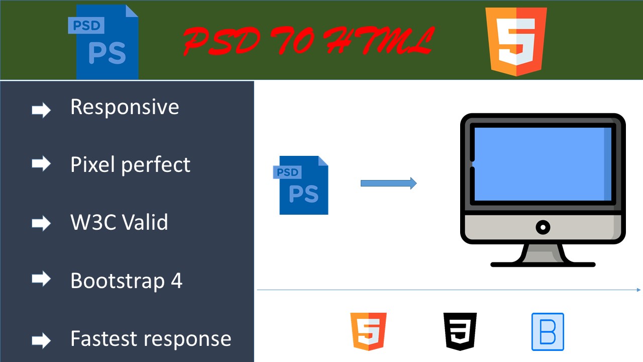I will convert PSD to responsive HTML with Bootstrap ...