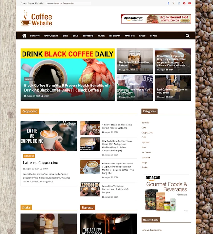 I will design fully automated coffee website for income source