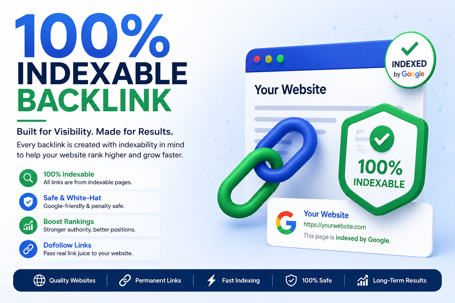 80-100% Indexable 50 SEO Backlinks | High Authority White Hat Link Building for Google Ranking Boost