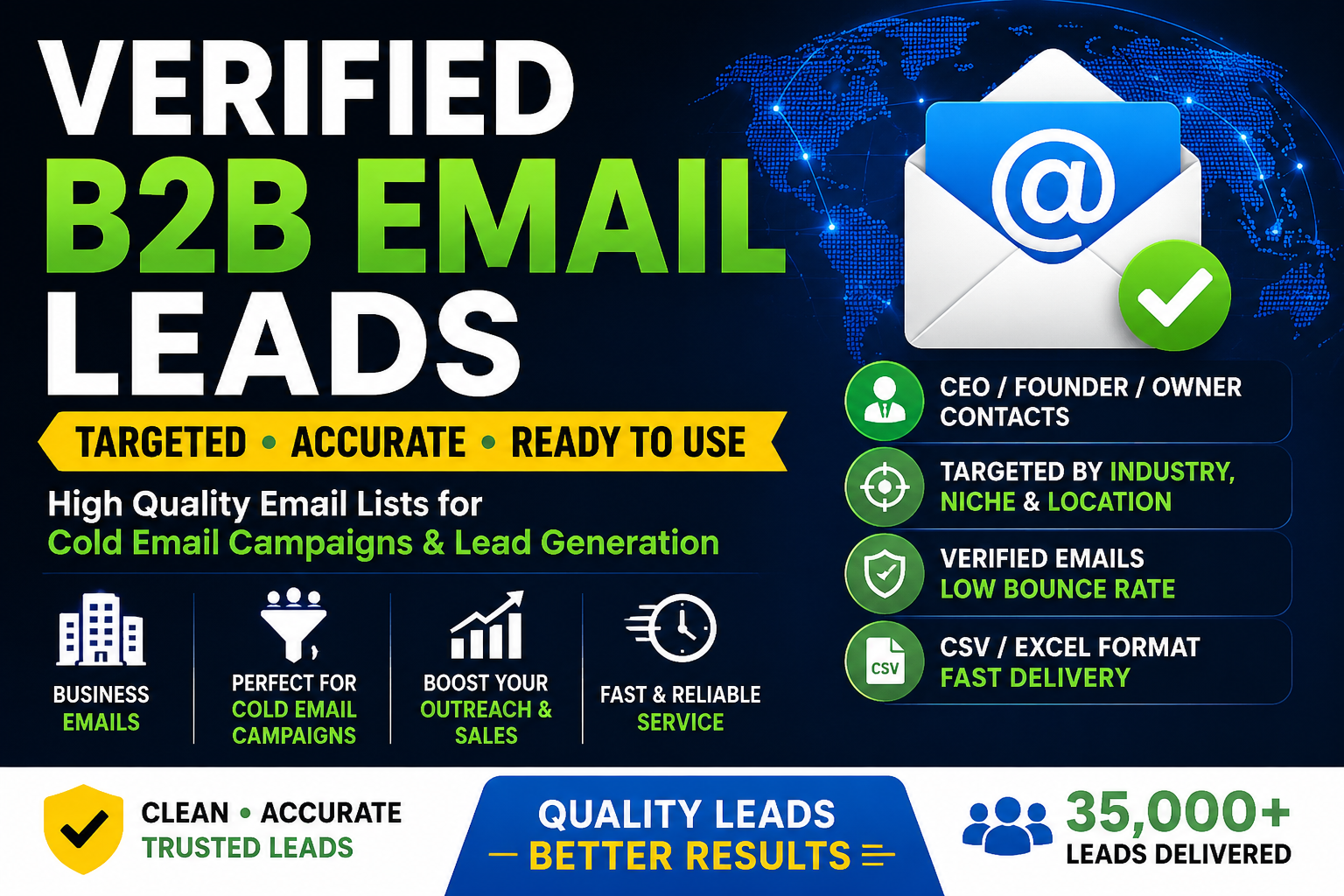 I will provide targeted verified B2B email leads for ...