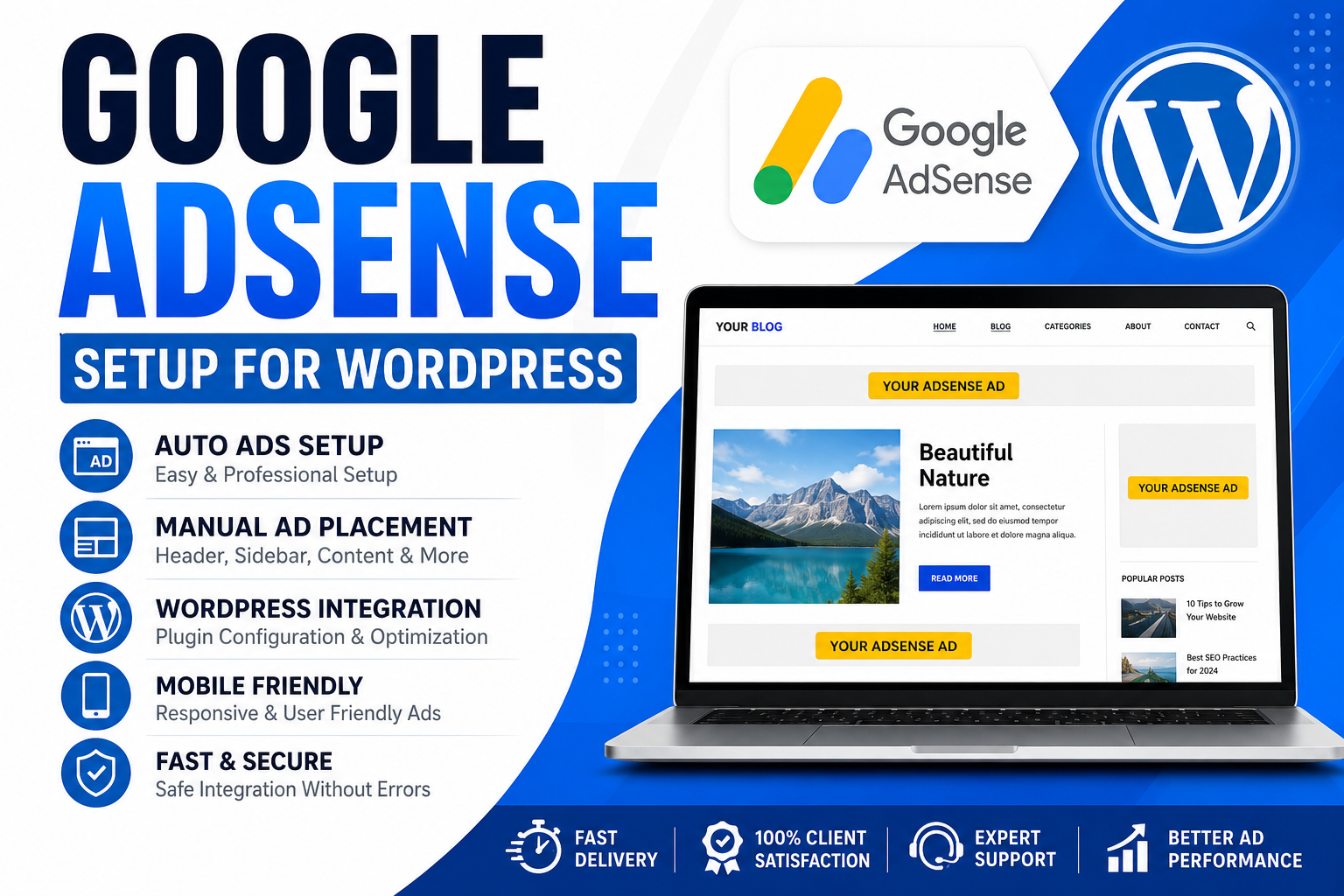 I Will Add Google AdSense Ads To WordPress Website Professionally