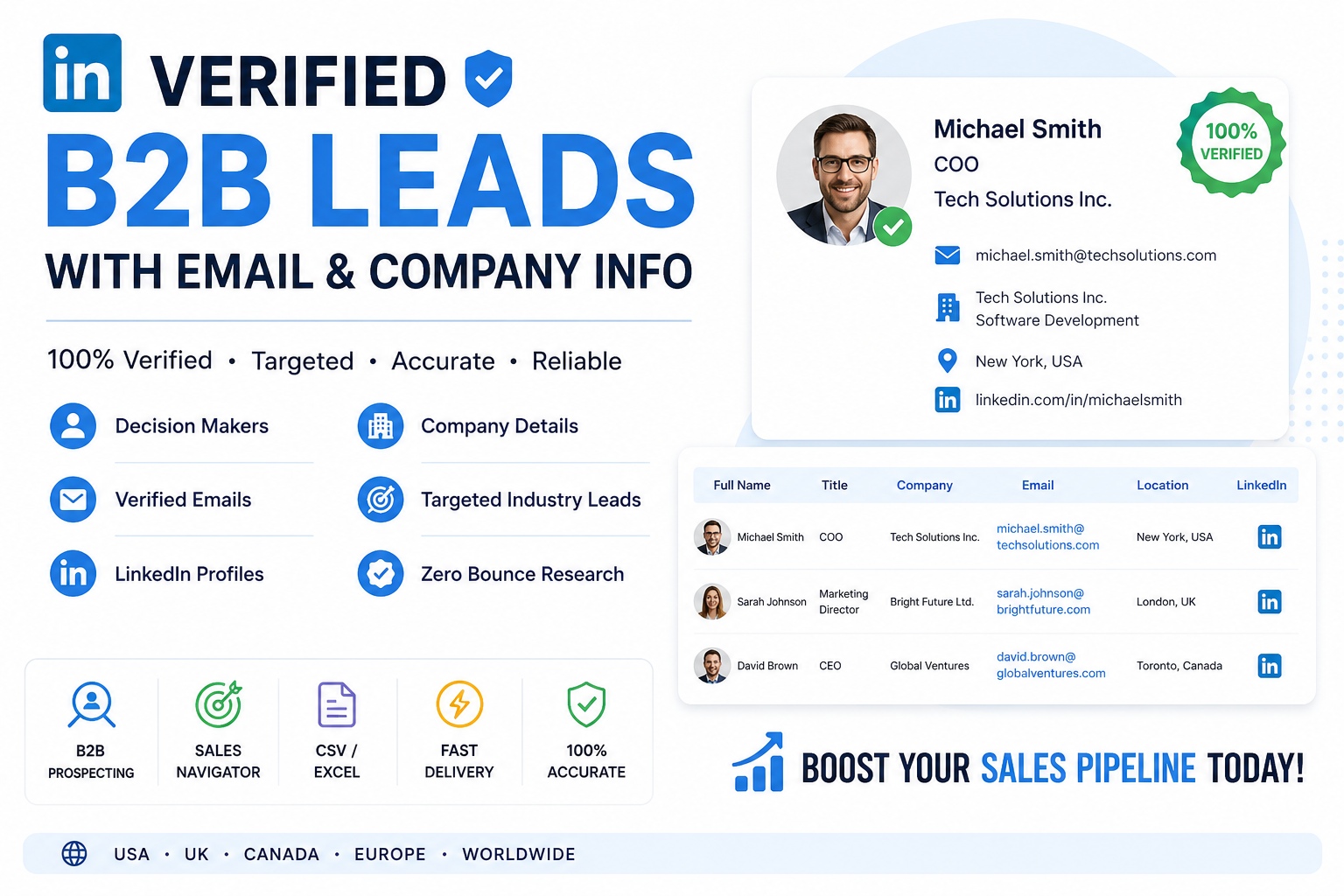 B2B LinkedIn Leads with Email and Company Info - Veri...