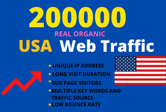200000 USA web traffic, real organic visitors