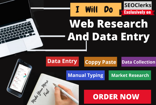 I will do data entry, copy paste, web research, da...