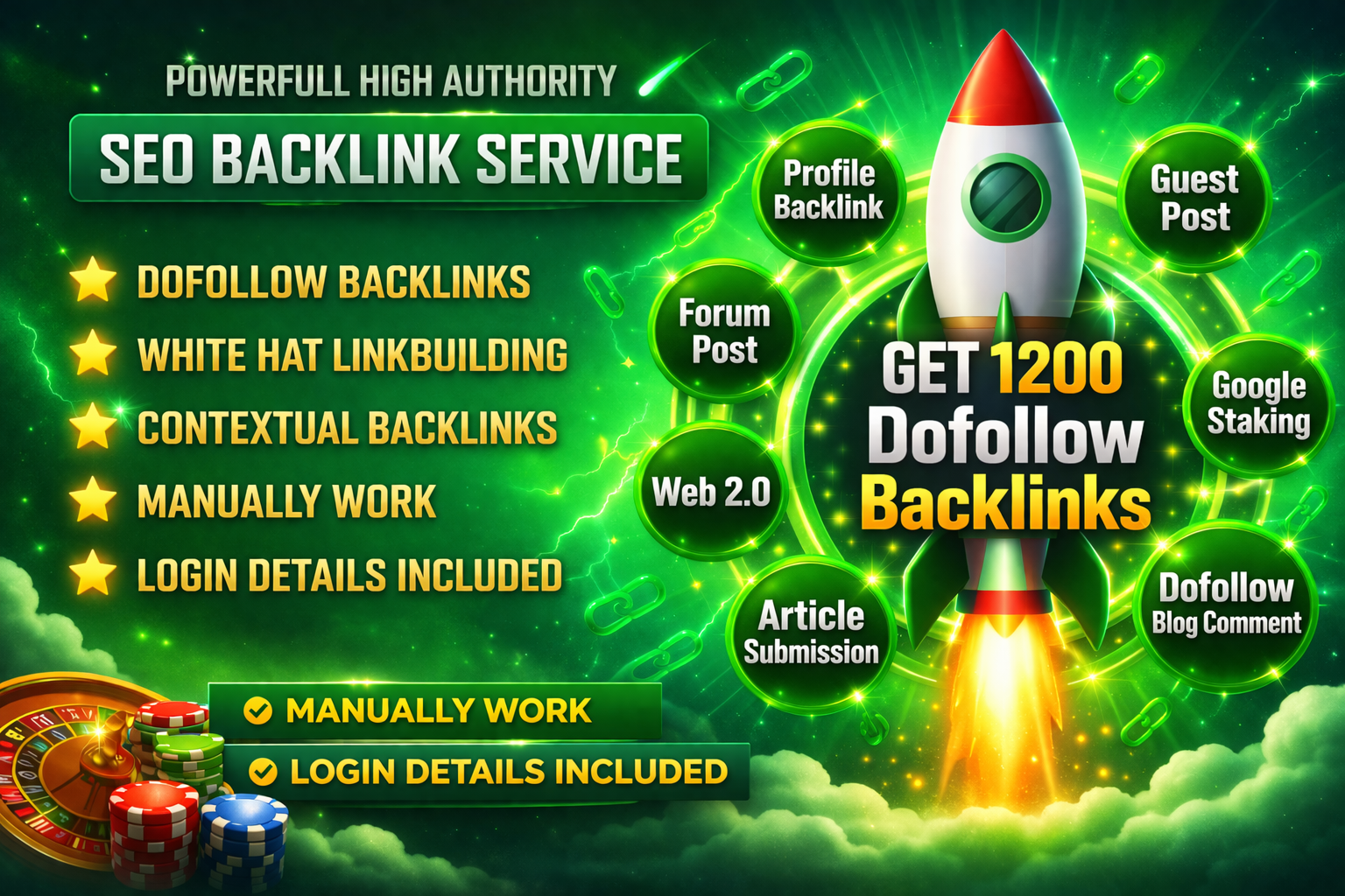 1200+ Slots-Casino-Poker-Sports-Gambling Contextual Backlink For SEO Ranking 