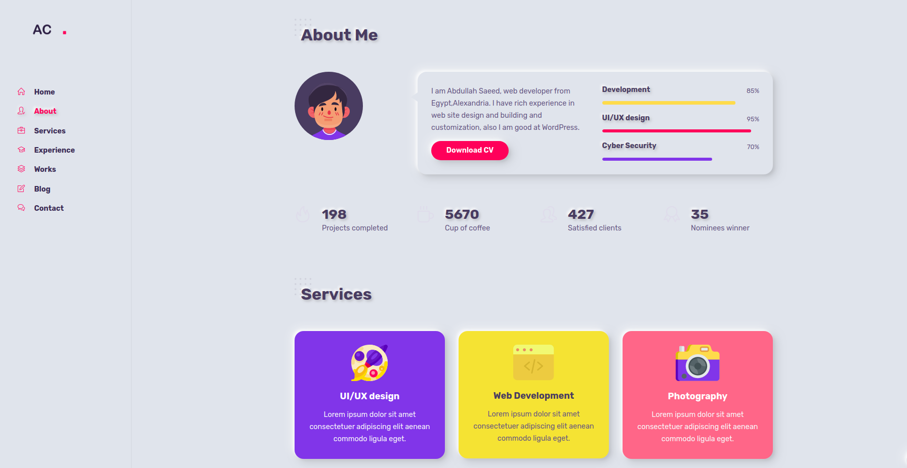 Animation Personal Website Template HTML5/CSS3/JavaSc...