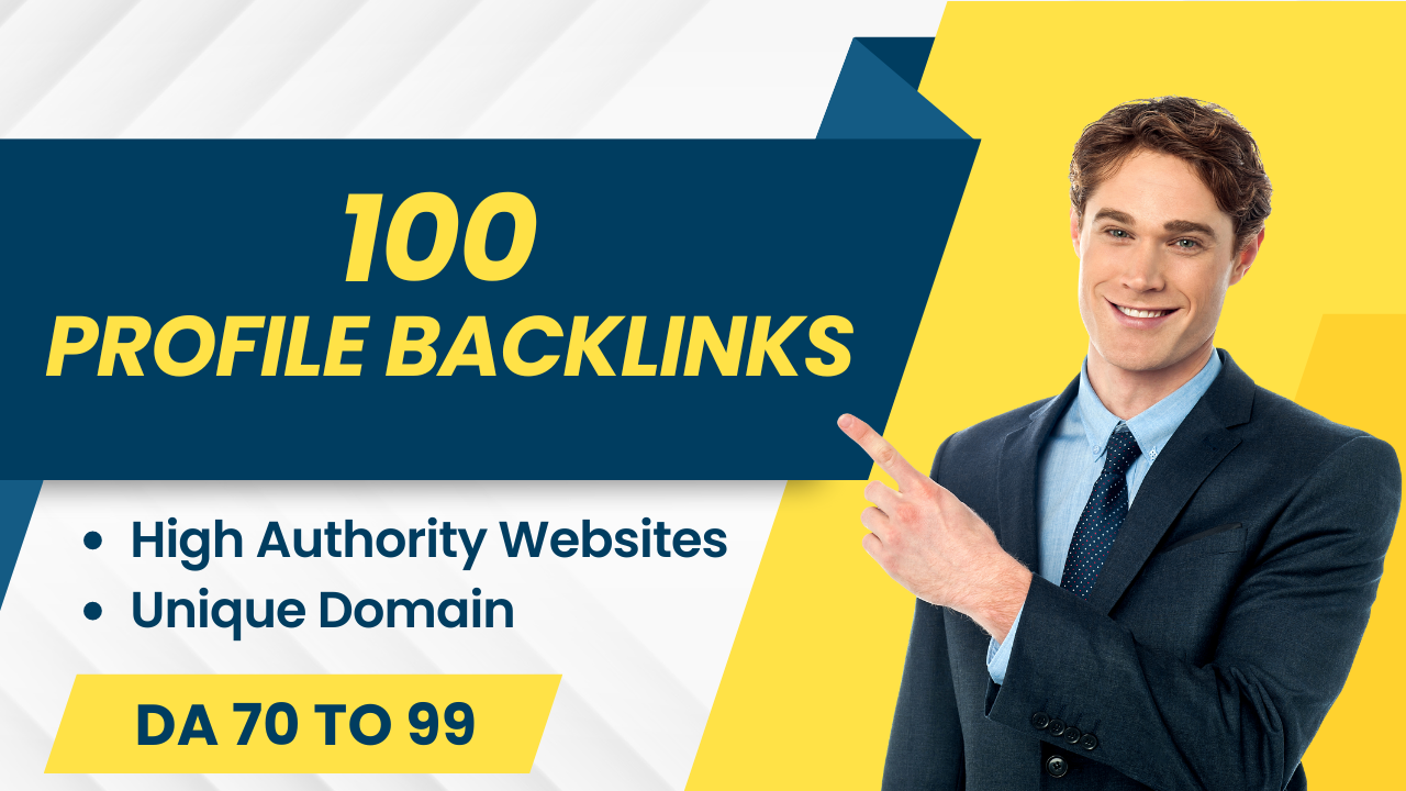 100 HQ Profile Backlinks from DA70+ High Authority Websites