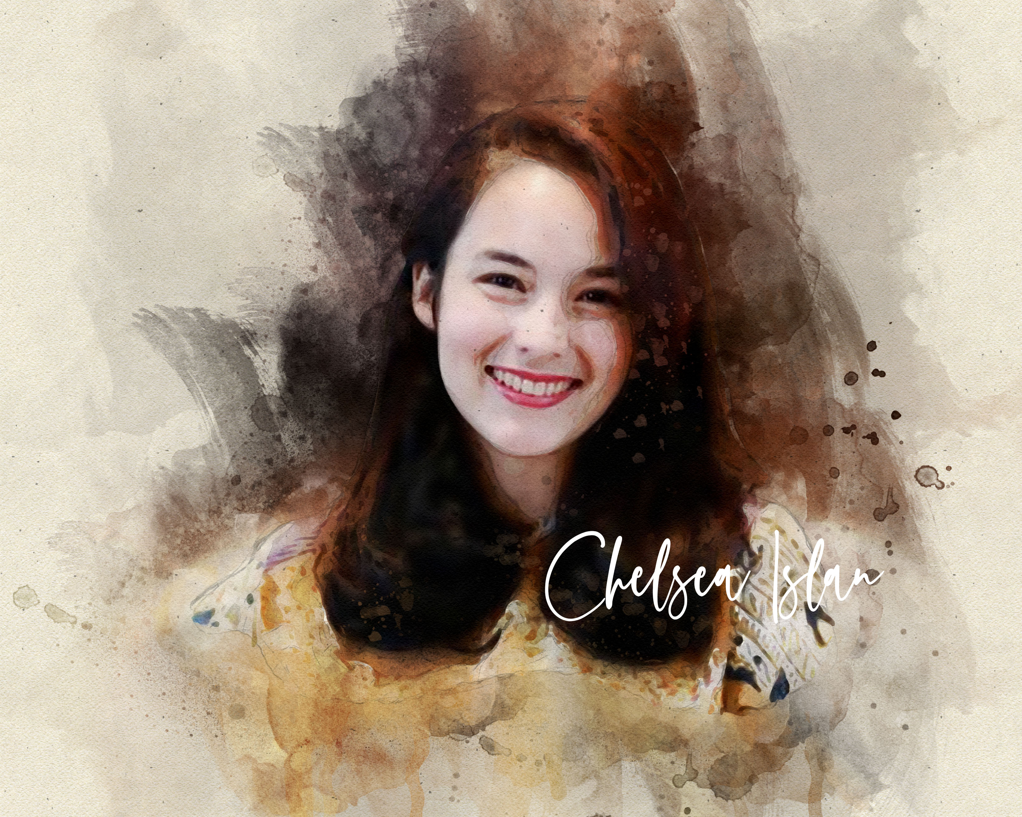 You will get a beautiful watercolor portrait for birthday gift