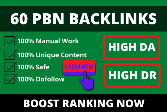 I will post 60 PBN backlinks from high da dr tf cf we...
