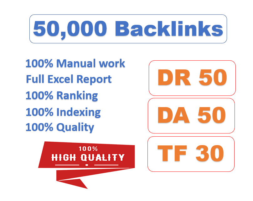 I will create 1,000 high quality links with high DR, ...