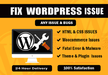 Fix wordpress issues, 404 error, bug, css, theme, pl...