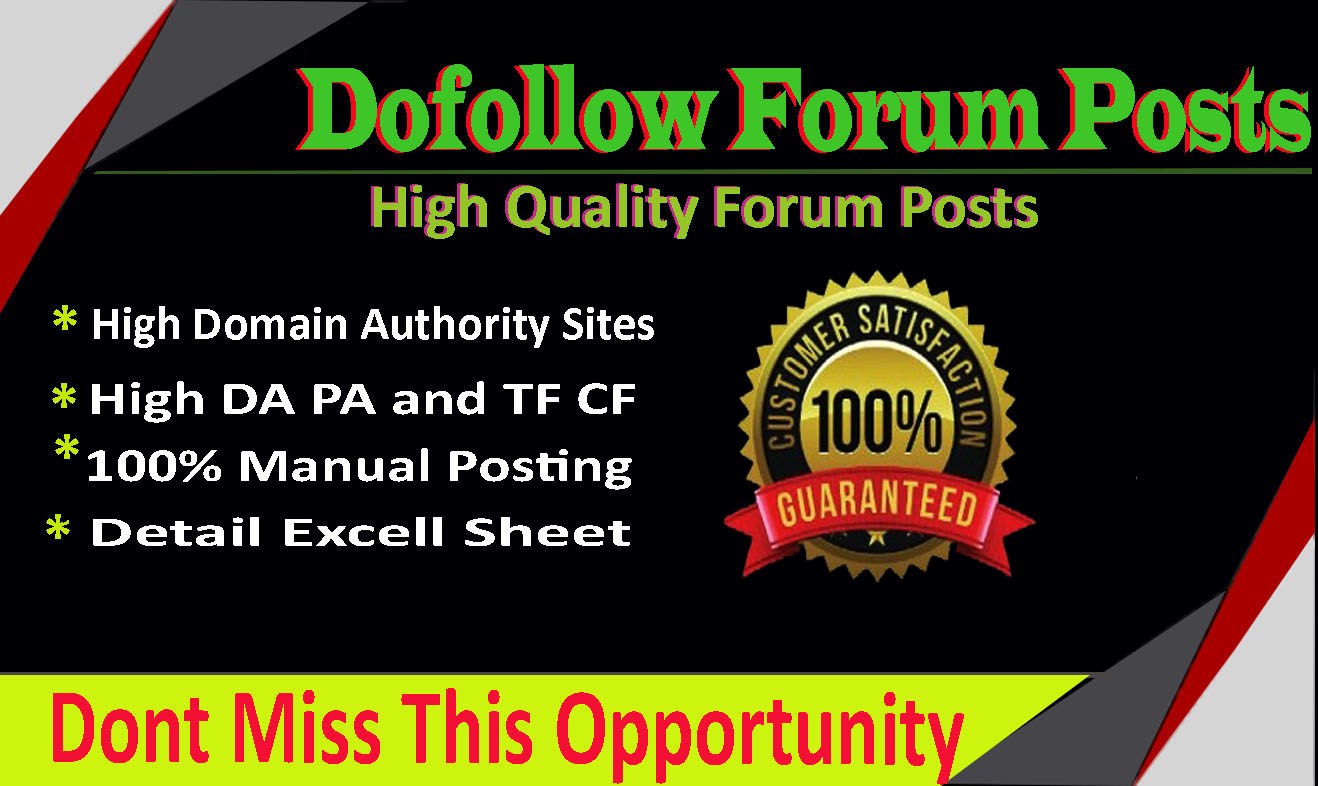Provide 20 dofollow forum posting backlinks a propos ...