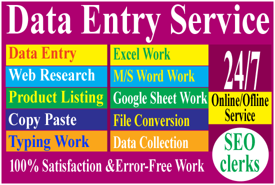 I will provide data entry, copy paste and excel data...
