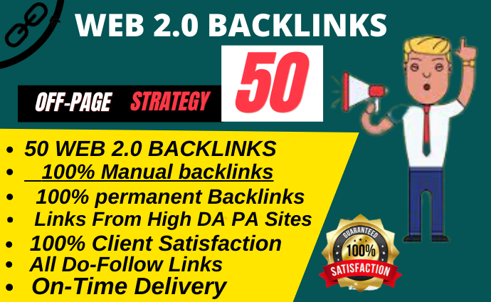 Rank on google 1st page with 50 High WEB 2.0 Backlink...