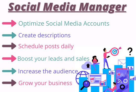 I will be Professional Social Media Marketing Manager...