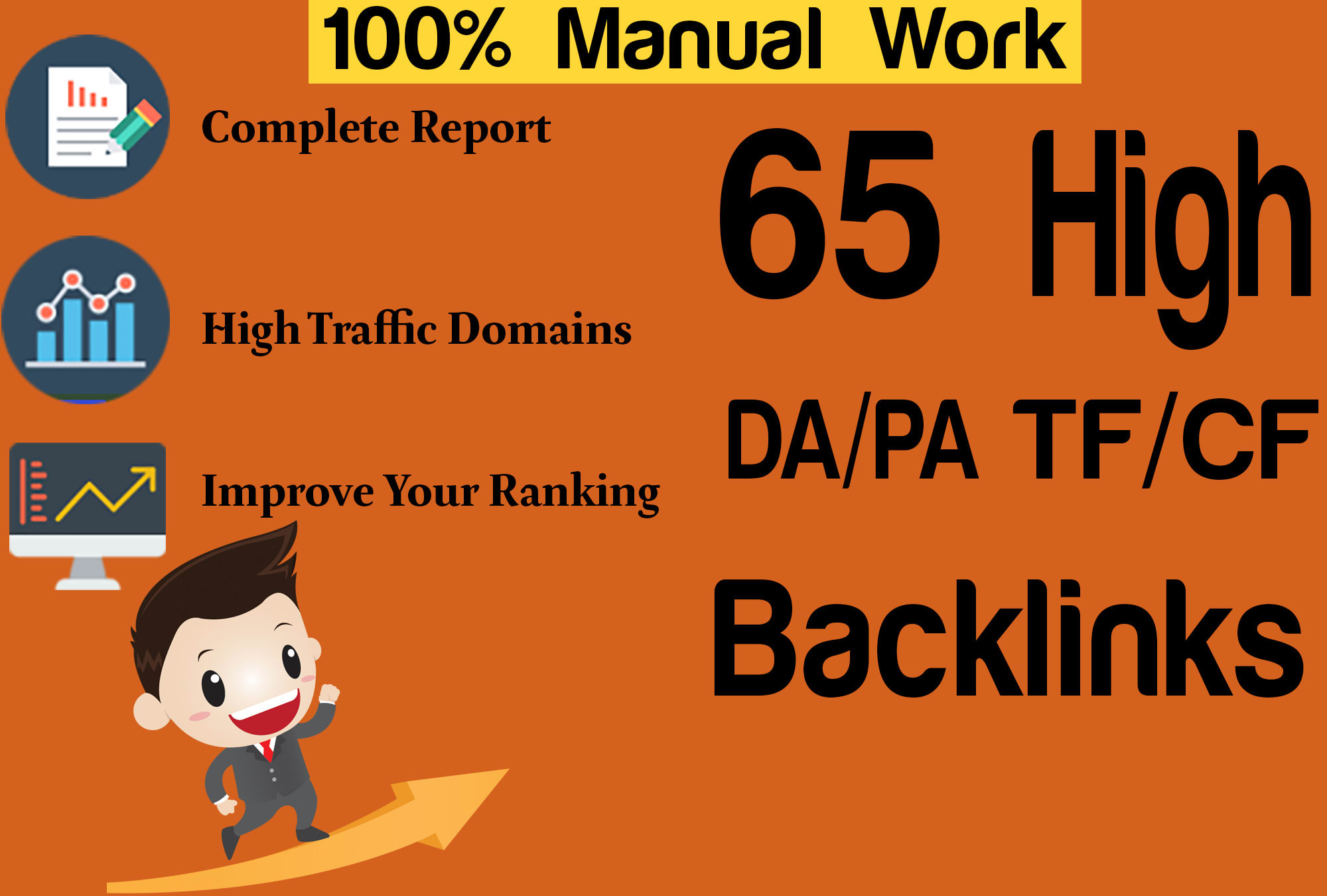 I will perform SEO service with 65 high da pa backlin...