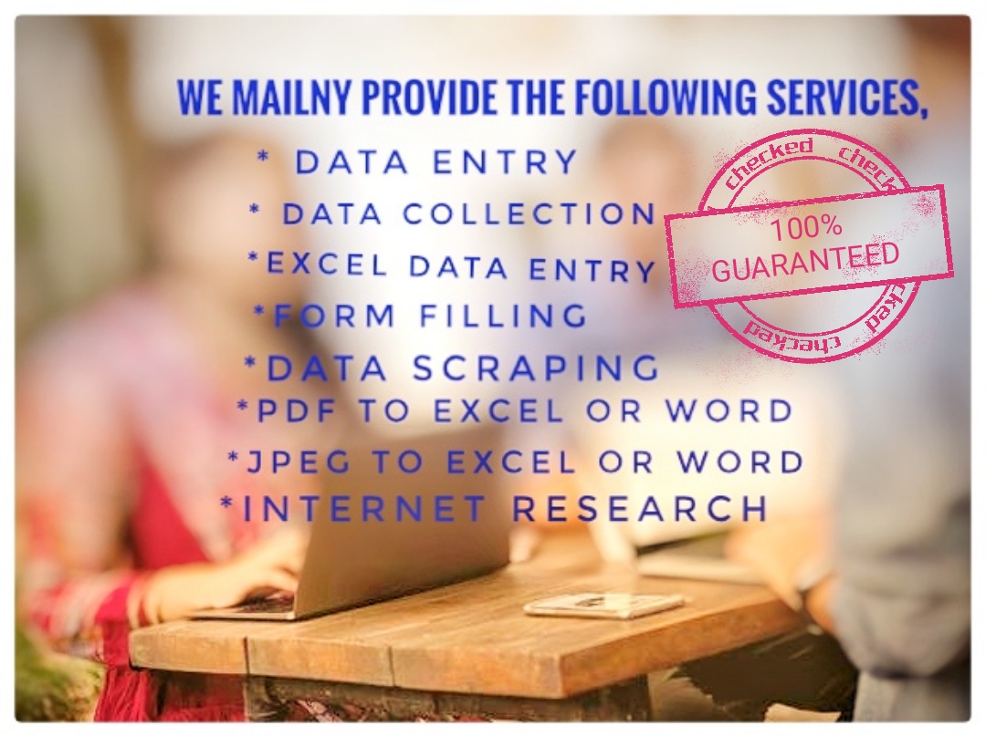 Data Entry Project will be done with Care and Accurac...