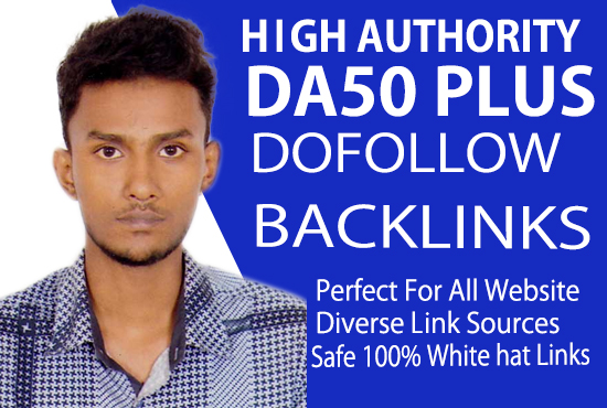 I will do high quality dofollow SEO backlinks DA 50 p...