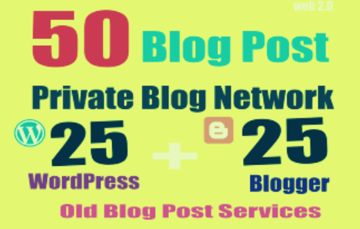 Create 50 dofollow backlinks from wordpress and blogg...