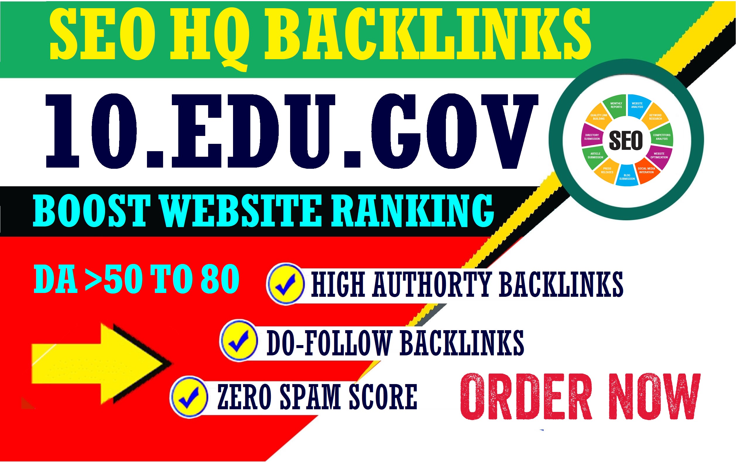 Provide 10 high da high quality edu gov backlinks