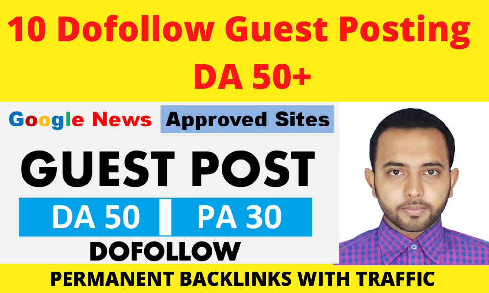 10 guest posts on DA 50+ Google News Approved websites