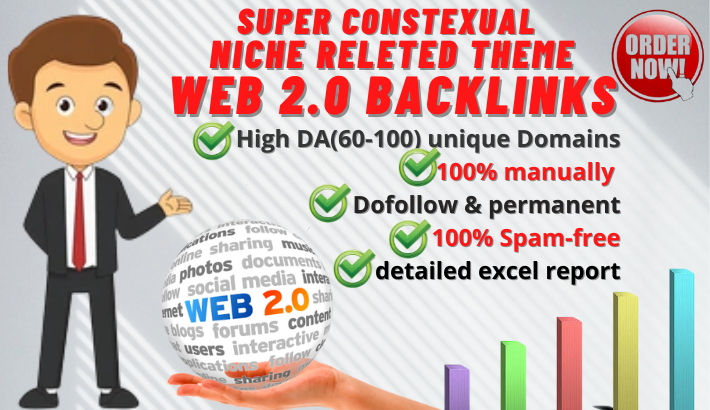 manually build web 2.0 backlinks with high DA website...