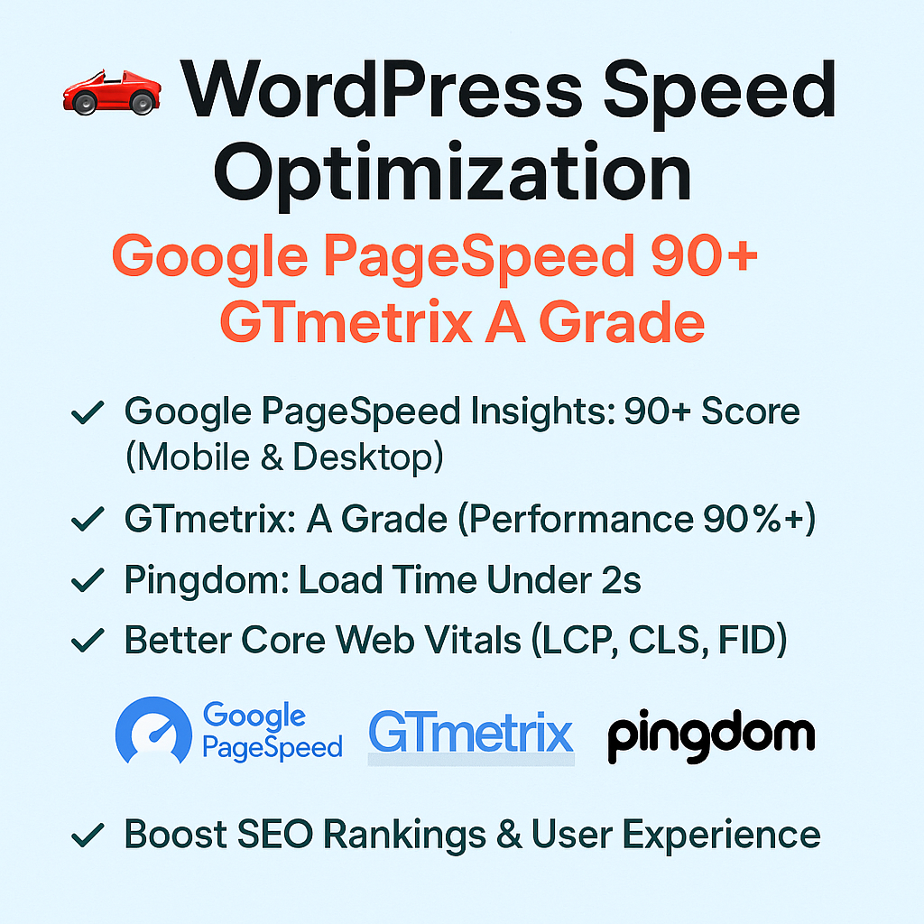 WordPress Speed Optimization | Google PageSpeed 90+ | GTmetrix A Grade