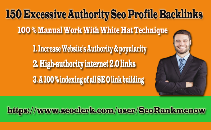 150 excessive authority seo profile backlinks DA 30-9...