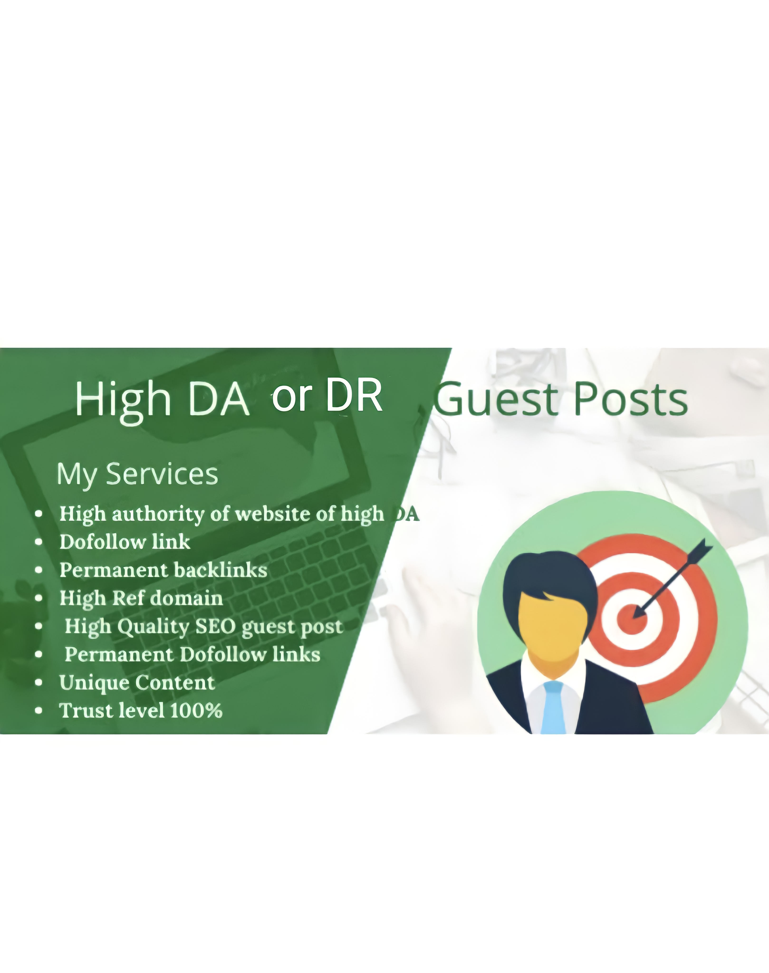 I will do 1 high da guest backlink, guest blog, aut...