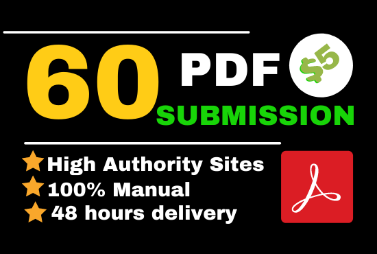I will do 60 dofollow PDF Submission on High Authorit...