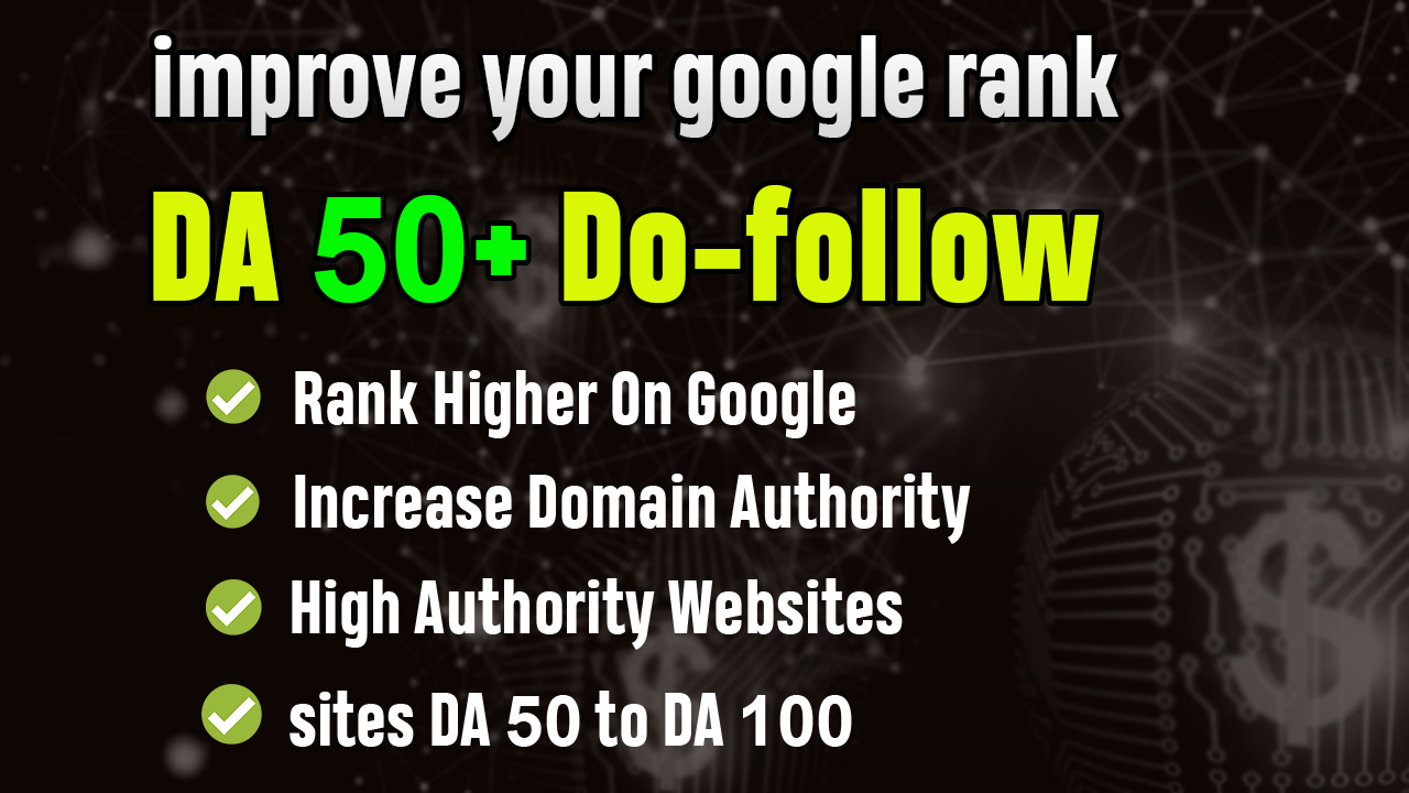 20 high quality da 50 plus dofollow seo backlinks