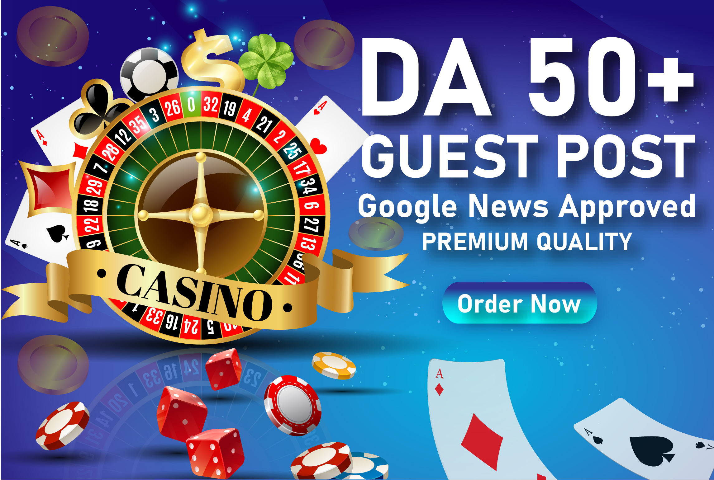 Casino Poker Gambling Slot Betting Niche 4 guest post on DA 50 Plus premium sites