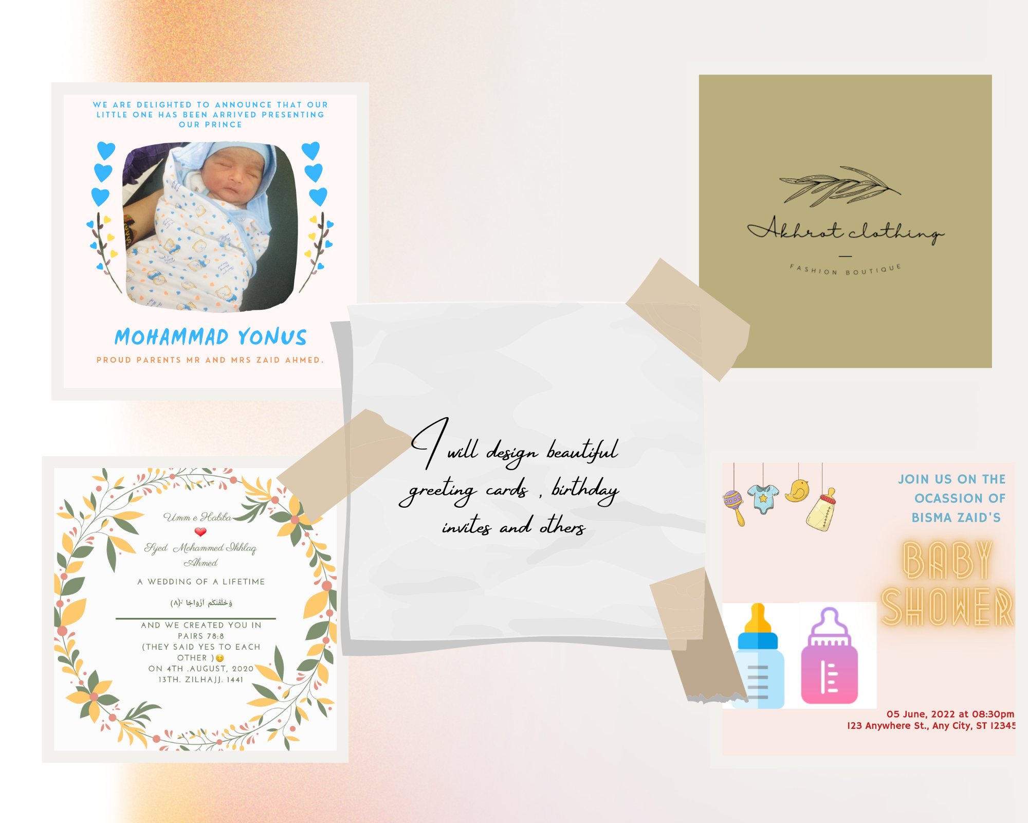 I will design beautiful greeting cards, birthday inv...