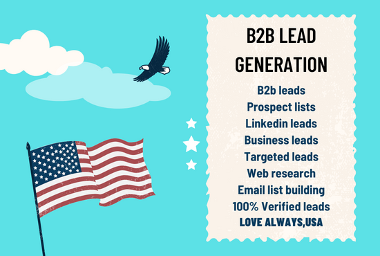 I will do b2b lead generation LinkedIn leads email lists prospect lists and targeted lists